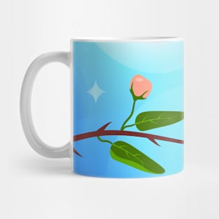 Blue sky gradient composition with blooming spring branch Mug